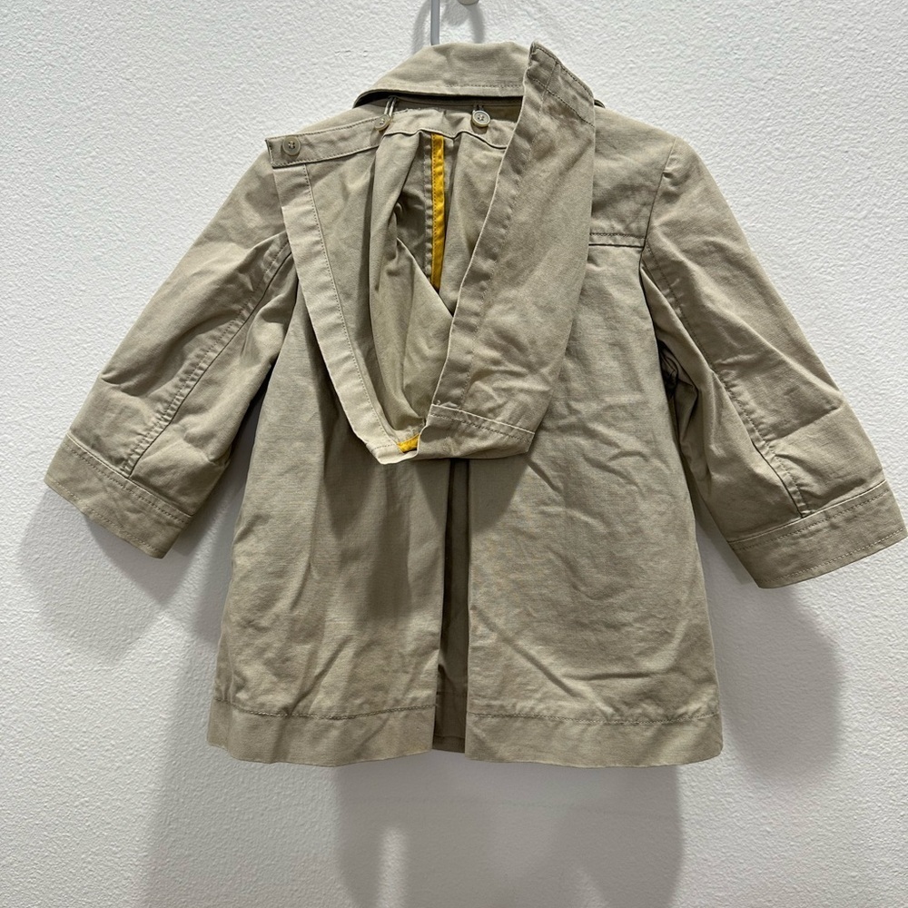 Jacadi Paris tan girls trench coat fleece liner Kids Double-Breasted Jacket - Picture 9 of 10